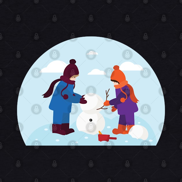 Kids making a Snowman by holidaystore